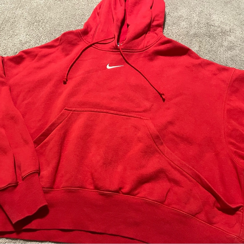 Nike Center Swoosh Sweatshirt Mens Medium Red Baggy Cotton Blend - Picture 6 of 16
